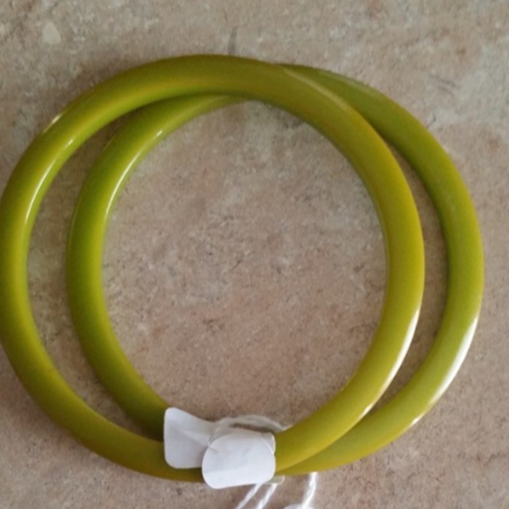 Vintage Green Bakelite Spacers Bangle Bracelets